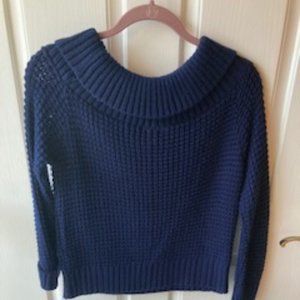 BP Nordstrom Navy Cowl Neck Ribbed Sweater